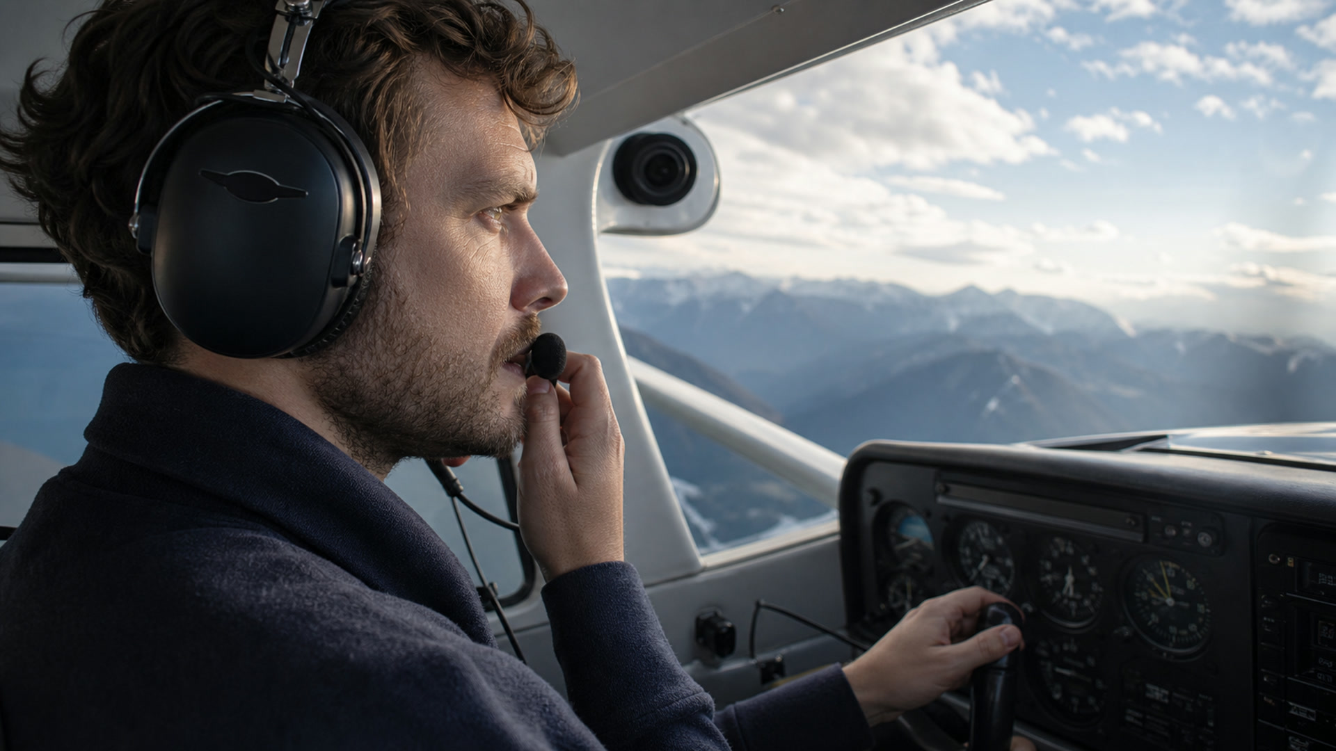 Sprechfunktraining im Cockpit